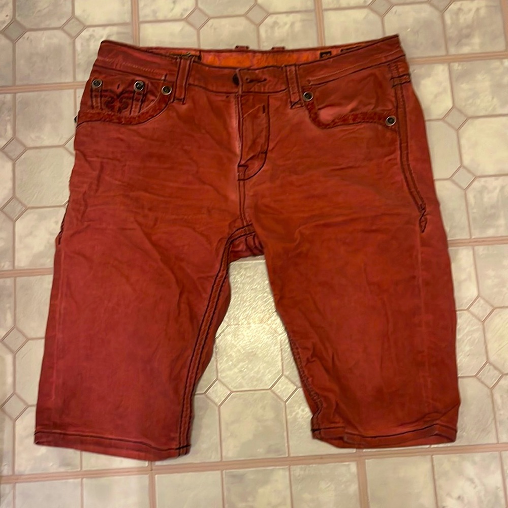 ROCK REVIVAL BURGANDY JEAN SHORTS